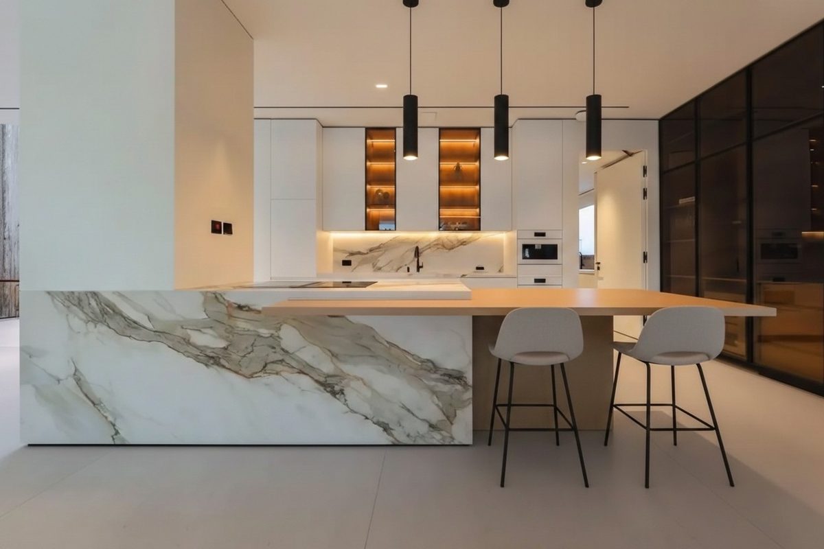 A bespoke Halo kitchen finished in natural stone