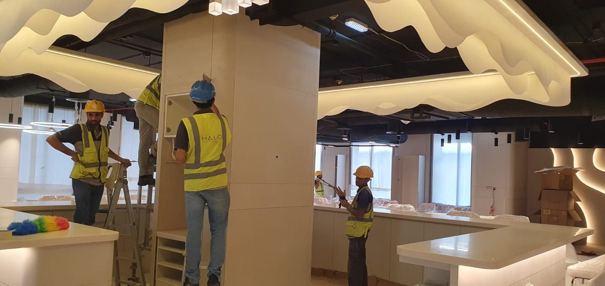 The Halo production team at work on a fit-out